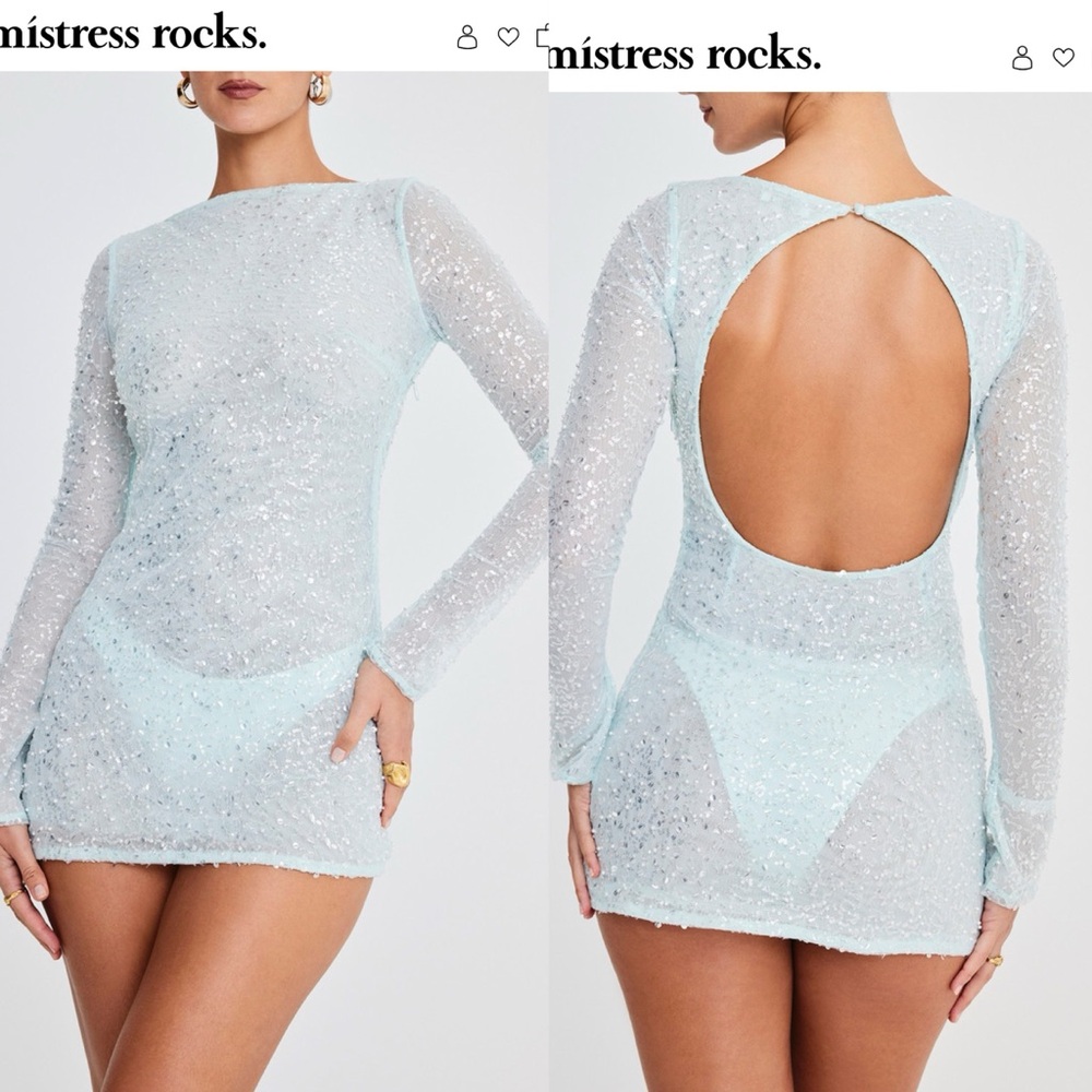 Mistress Rocks Light Blue Sequin Dress